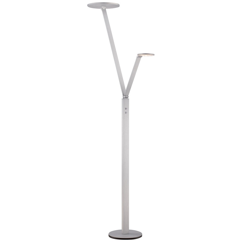 2-Light LED Floor Lamp in Chiseled Nickel