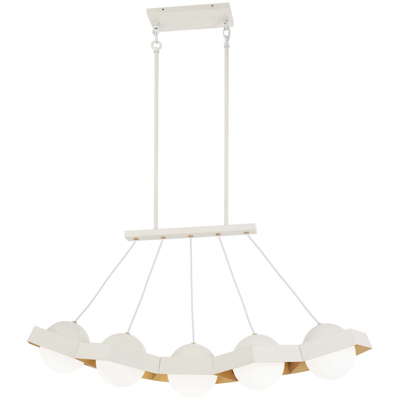 Five-O LED Island in Textured White & Gold Leaf