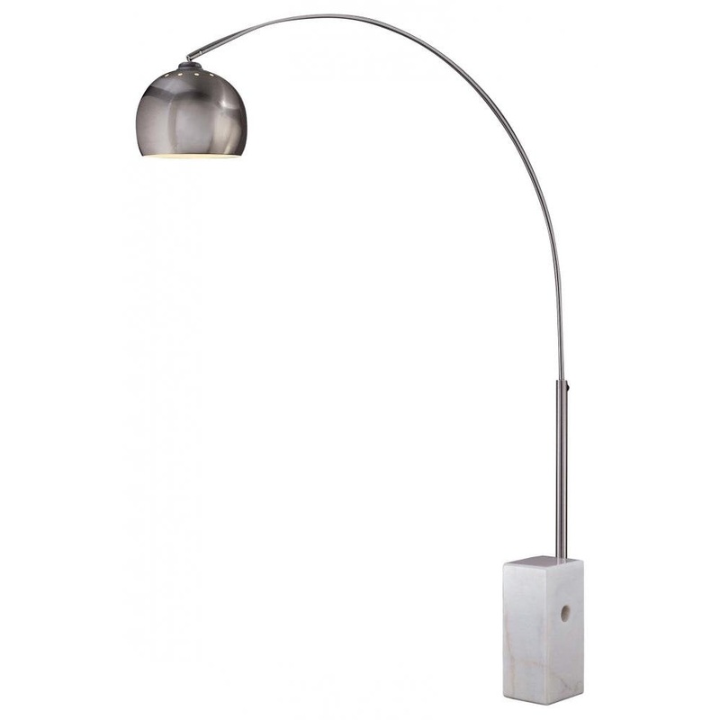 George's Reading Room 1-Light Arc Floor Lamp in Brushed Nickel