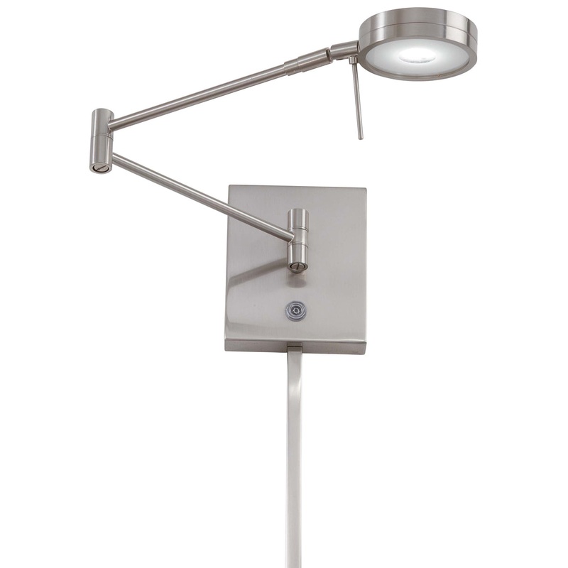 George's Reading Room 1-Light LED Swing Arm Wall Lamp in Brushed Nickel