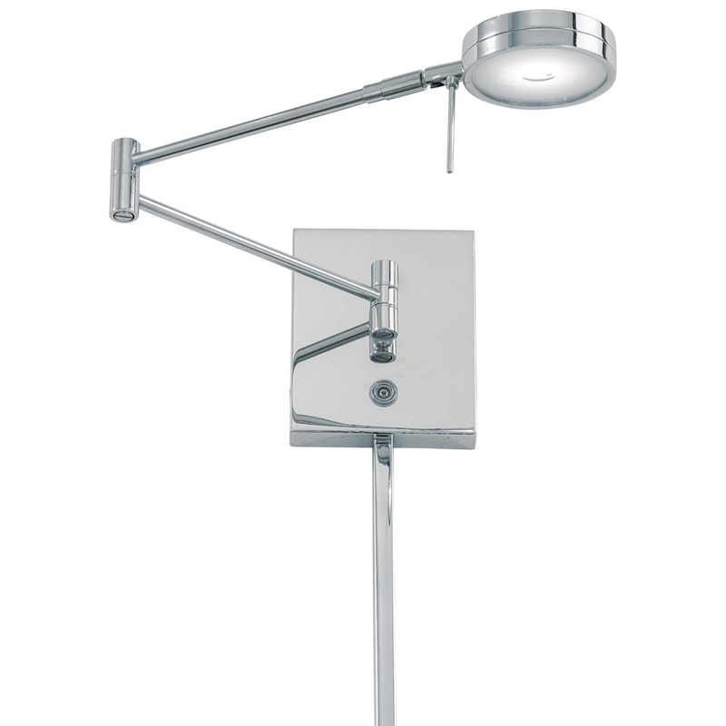 George's Reading Room 1-Light LED Swing Arm Wall Lamp in Chrome