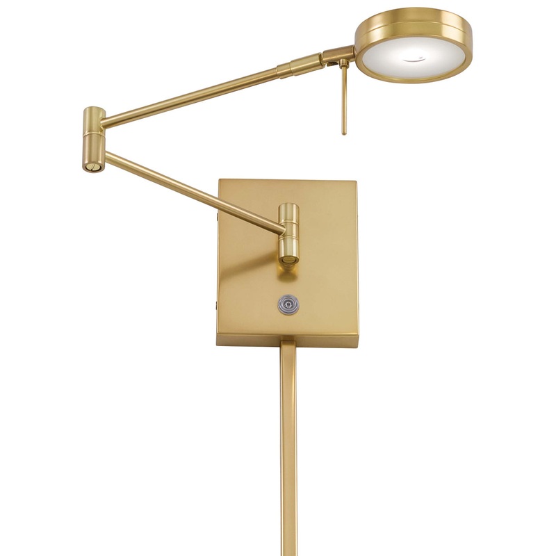 George's Reading Room 1-Light LED Swing Arm Wall Lamp in Honey Gold