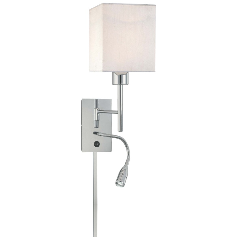 George's Reading Room 1-Light Swing Arm Wall Lamp & LED Reading Lamp in Chrome