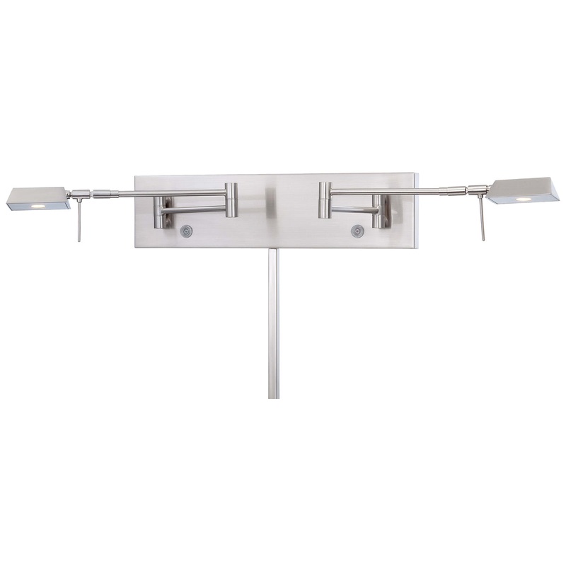 George's Reading Room 2-Light LED Swing Arm Wall Lamp in Brushed Nickel