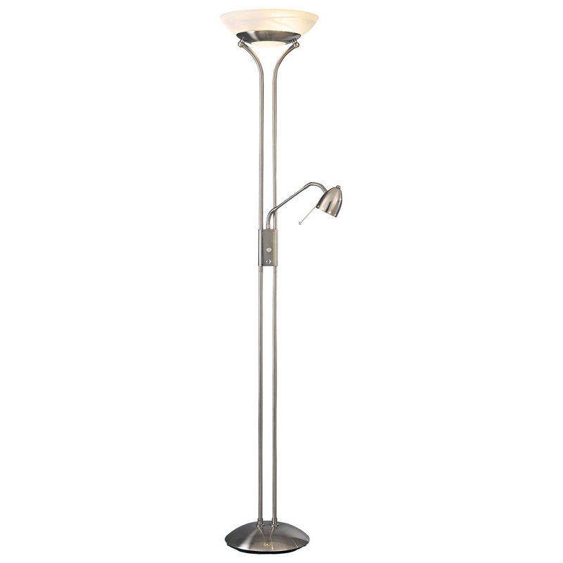 George's Reading Room 2-Light Torchiere & Reading Lamp in Brushed Nickel