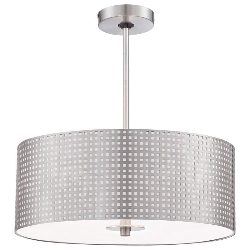 Grid 3-Light Drum Pendant in Brushed Nickel