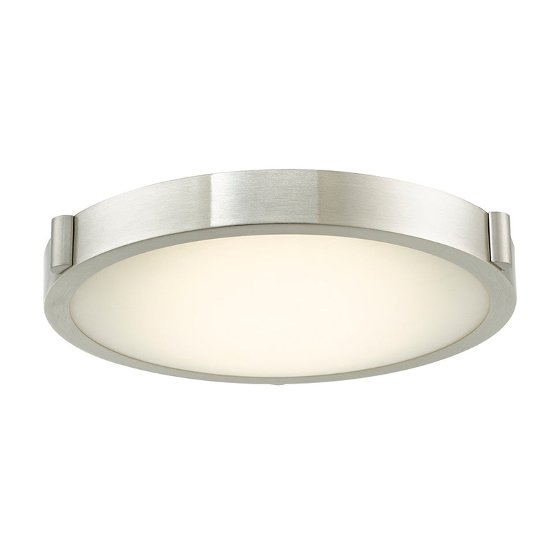Halo 13" Low Profile Frosted Glass Flush-Mount in Brushed Nickel