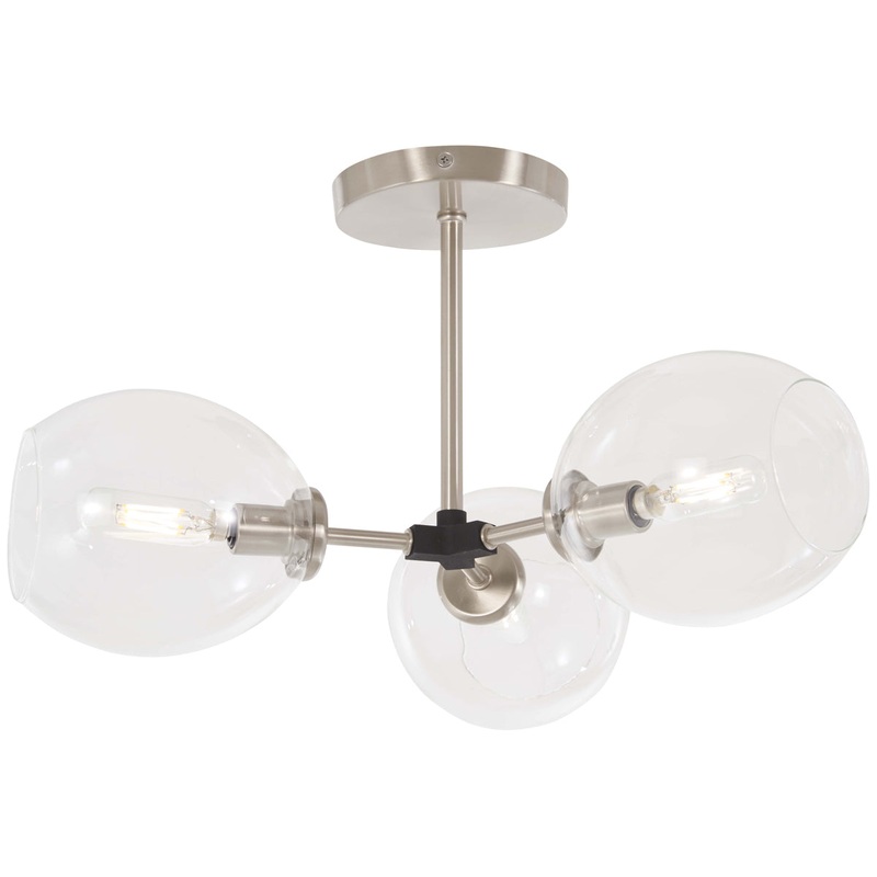 Nexpo 3-Light Semi Flush in Brushed Nickel & Black Accents
