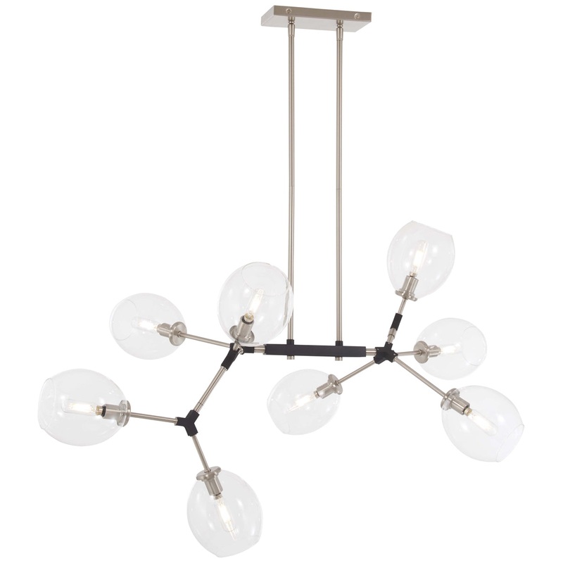 Nexpo 8-Light Chandelier in Brushed Nickel & Black Accents