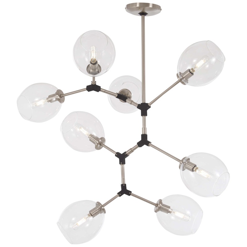 Nexpo 8-Light Pendant in Brushed Nickel & Black Accents