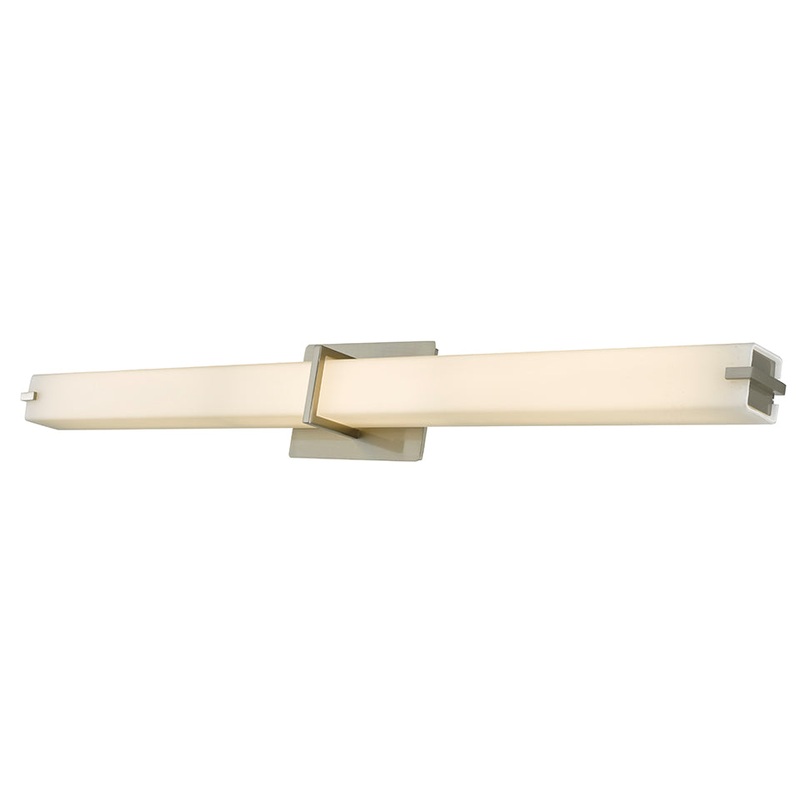 Squire 38" Vertical Or Horizontal Mount Square Glass Vanity Light in Brushed Nickel