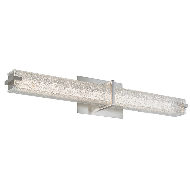 Squire Square Water Glass LED Vanity Light in Brushed Nickel