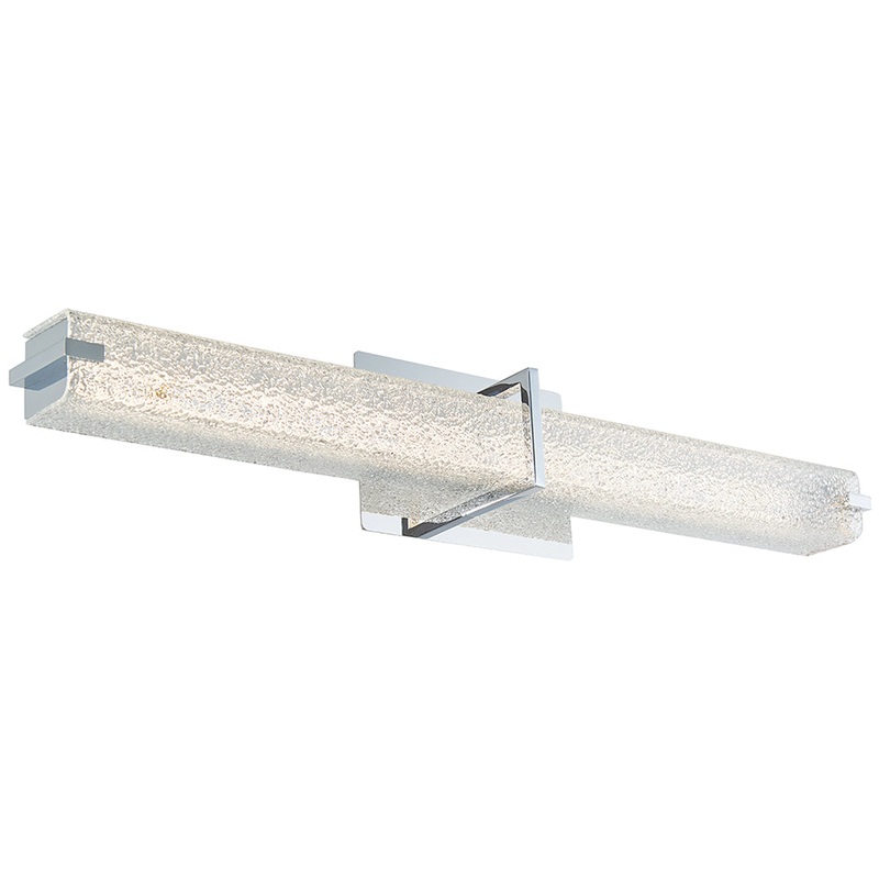 Squire Square Water Glass LED Vanity Light in Chrome