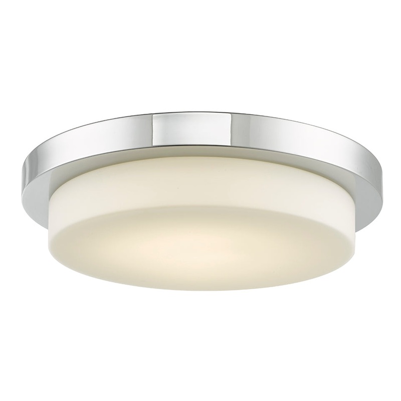 Step 16" Stepped Opal Glass Flush-Mount in Chrome
