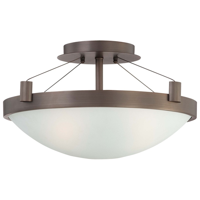 Suspended 3-Light Semi Flush Mount in Copper Bronze Patina
