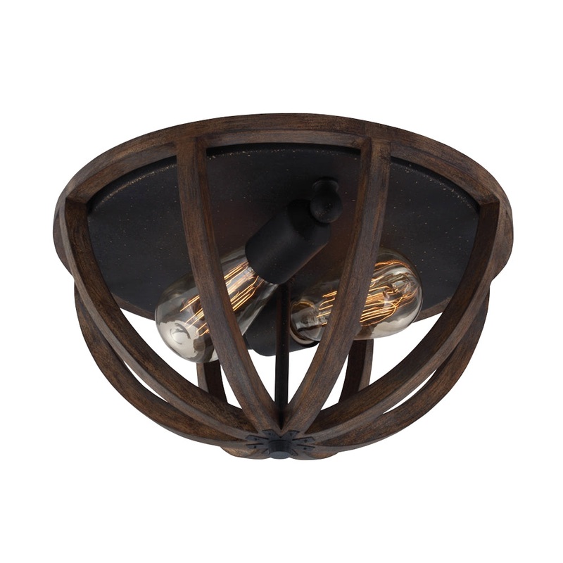 Allier Ceiling Light in Weathered Oak Wood/Antique Forged Iron