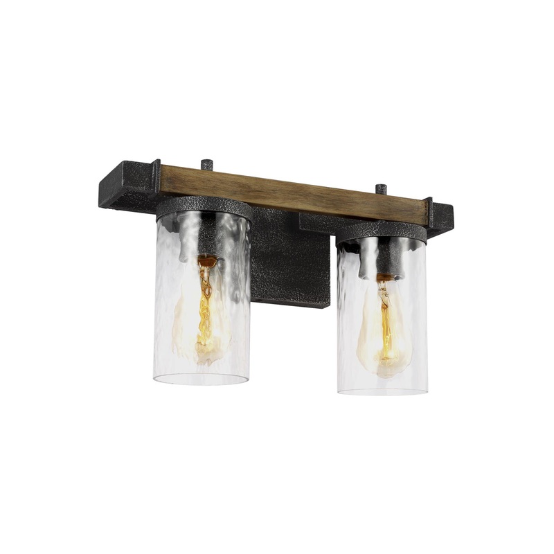 Angelo Bath Sconce in Distressed Weathered Oak/Slate Grey Metal