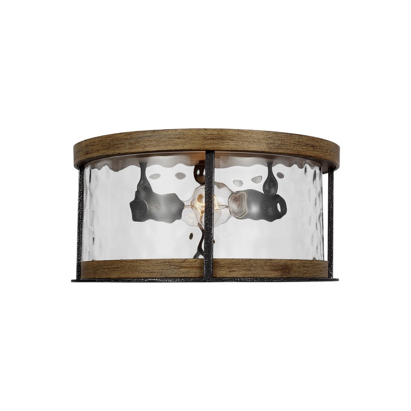Angelo Ceiling Light in Distressed Weathered Oak/Slate Grey Metal