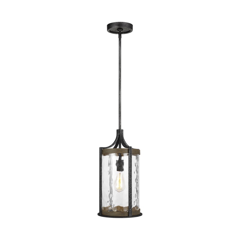 Angelo Pendant in Distressed Weathered Oak/Slate Grey Metal