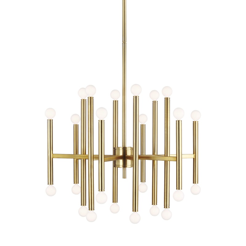 Beckham Modern 24-Light Multi Tier Chandelier in Burnished Brass