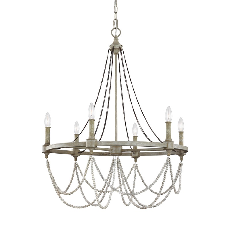 Beverly Chandelier in French Washed Oak/Distressed White Wood