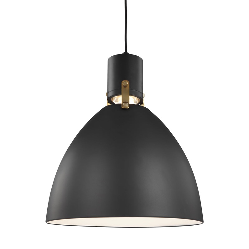Brynne Pendant in Matte Black/Chrome