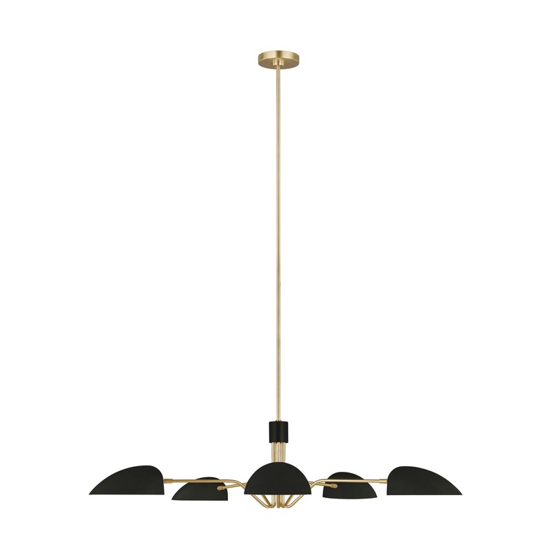 Jane 5-Light Single Tier Chandelier in Midnight Black/Burnished Brass