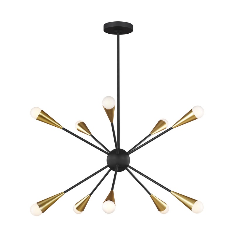 Jax 10-Light Single Tier Chandelier in Midnight Black/Burnished Brass
