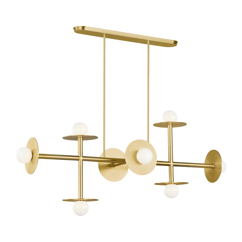 Nodes 8-Light Billiard/Island in Burnished Brass