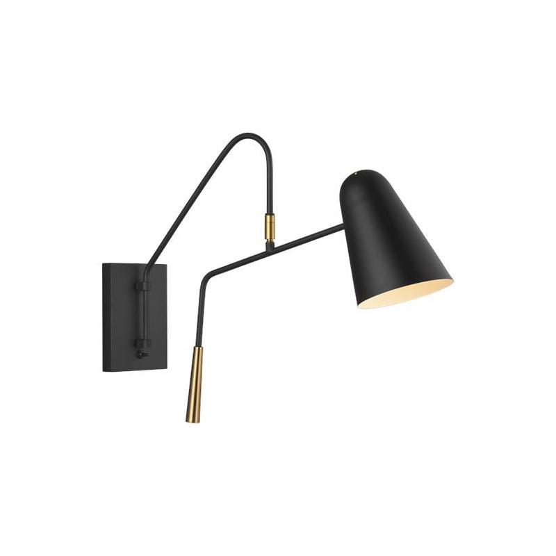Simon 1-Light Wall Sconce in Midnight Black/Burnished Brass