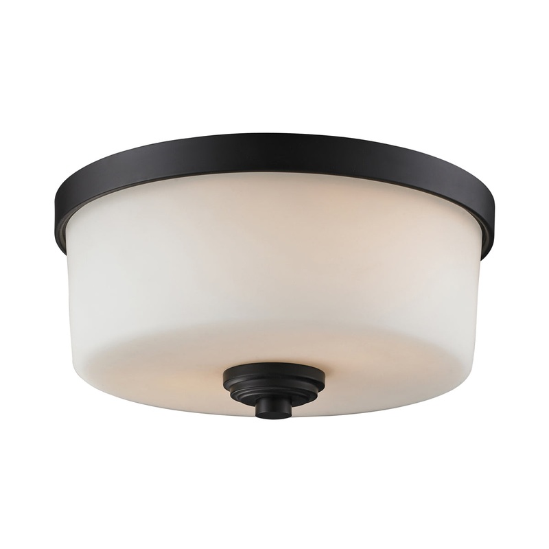 Arlington 2-Light Flush Mount in Bronze with Matte Opal Glass