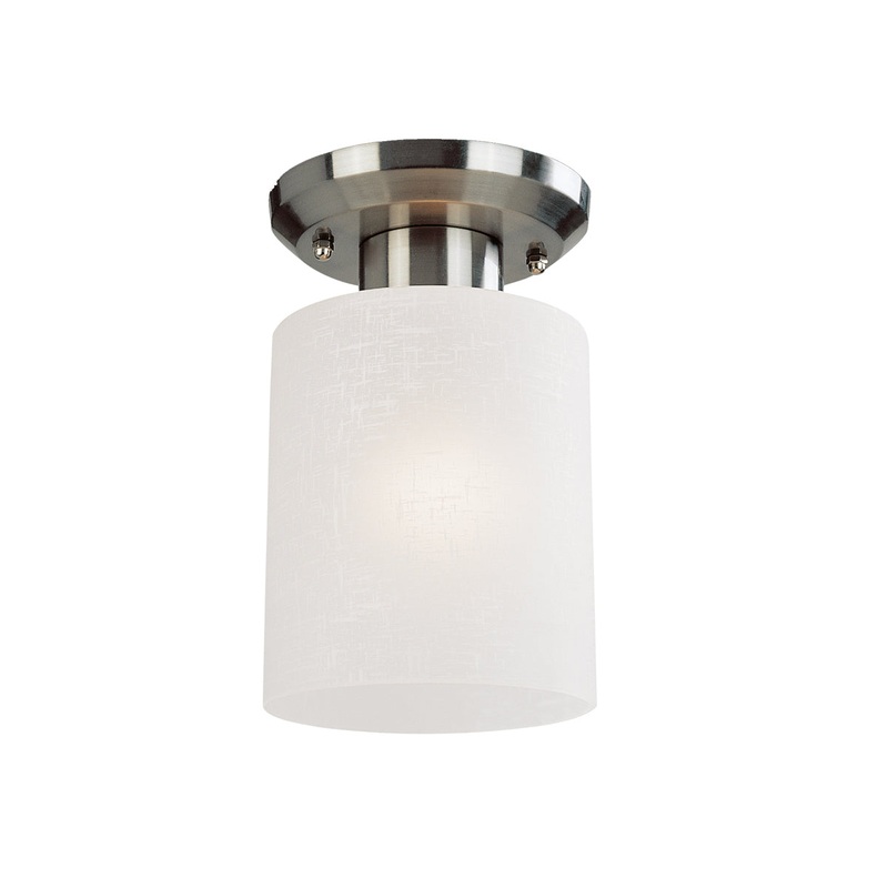 Cobalt 1-Light Flush Mount in Brushed Nickel with White Linen Glass