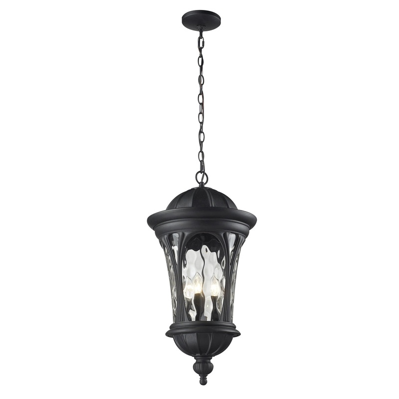 Doma 5-Light Outdoor Chain-Light in Black with Water Glass Glass