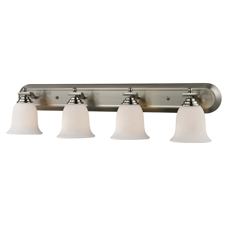 Lagoon 4-Light Vanity in Brushed Nickel with Matte Opal Glass