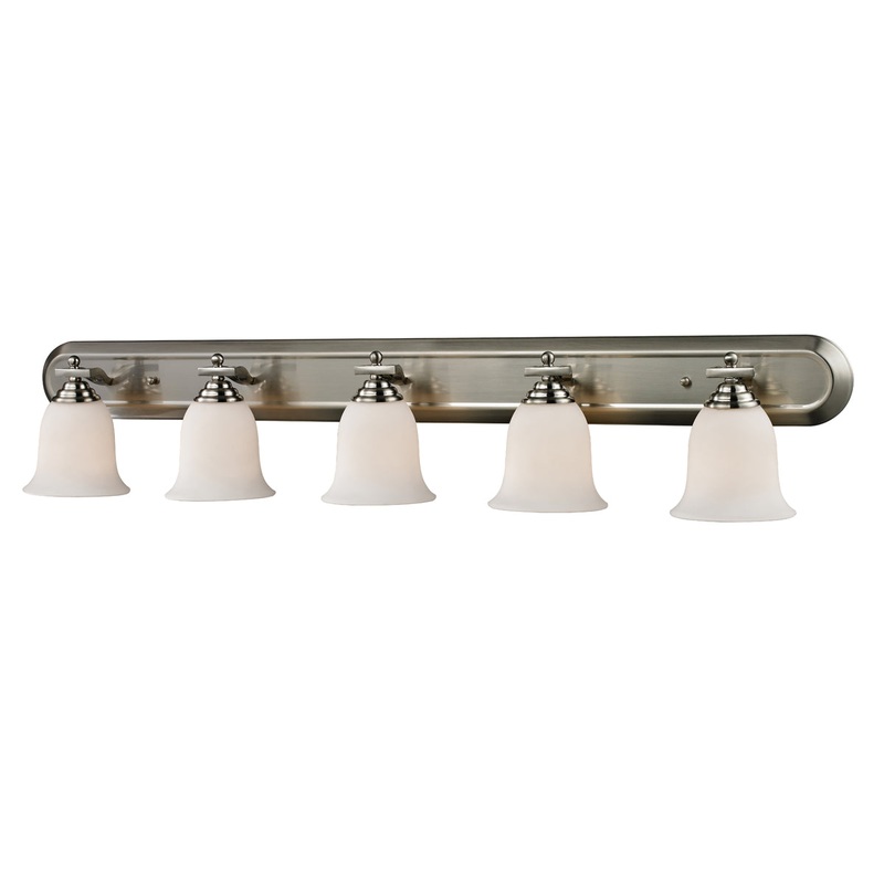 Lagoon 5-Light Vanity in Brushed Nickel with Matte Opal Glass
