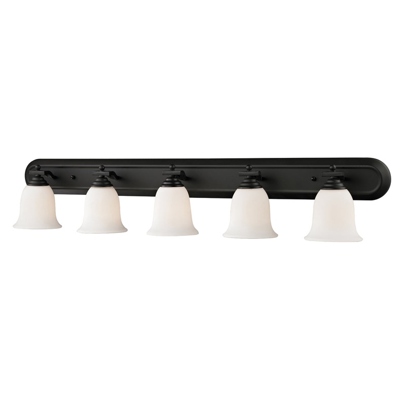 Lagoon 5-Light Vanity in Matte Black with Matte Opal Glass