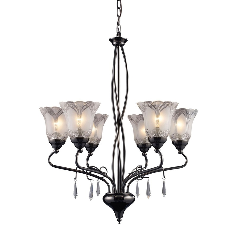 Nouveau 6-Light Chandelier in Black Chrome