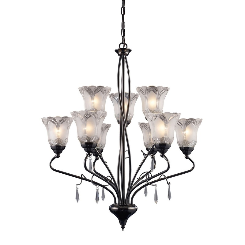 Nouveau 9-Light Chandelier in Black Chrome