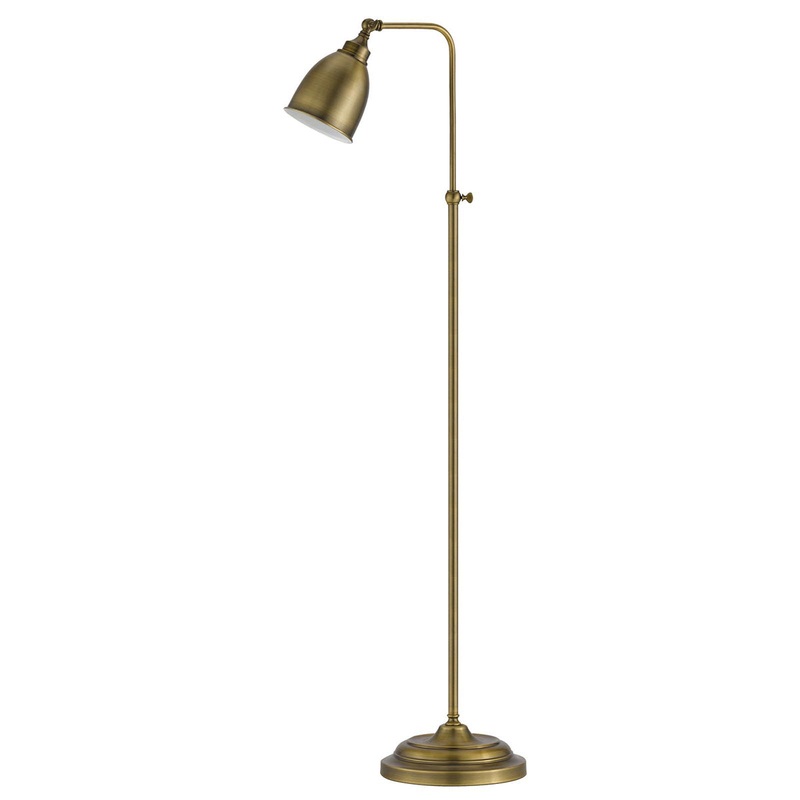 Pharmacy 1-Light Floor Lamp in Antique Brass