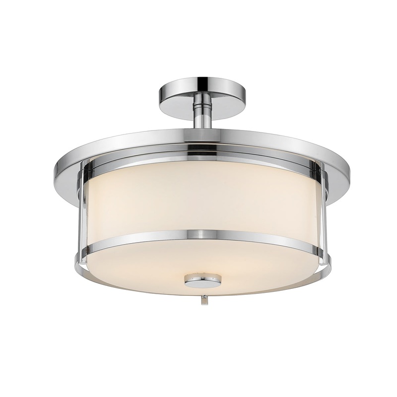 Savannah 3-Light Semi Flush Mount in Chrome with Matte Opal Glass