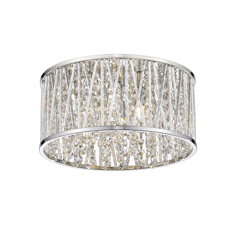 Terra 3-Light Flush Mount in Chrome with Chrome Aluminum Shade