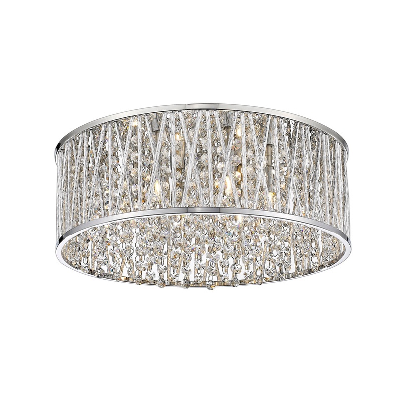Terra 6-Light Flush Mount in Chrome with Chrome Aluminum Shade