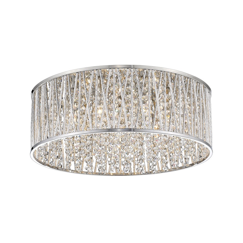Terra 7-Light Flush Mount in Chrome with Chrome Aluminum Shade