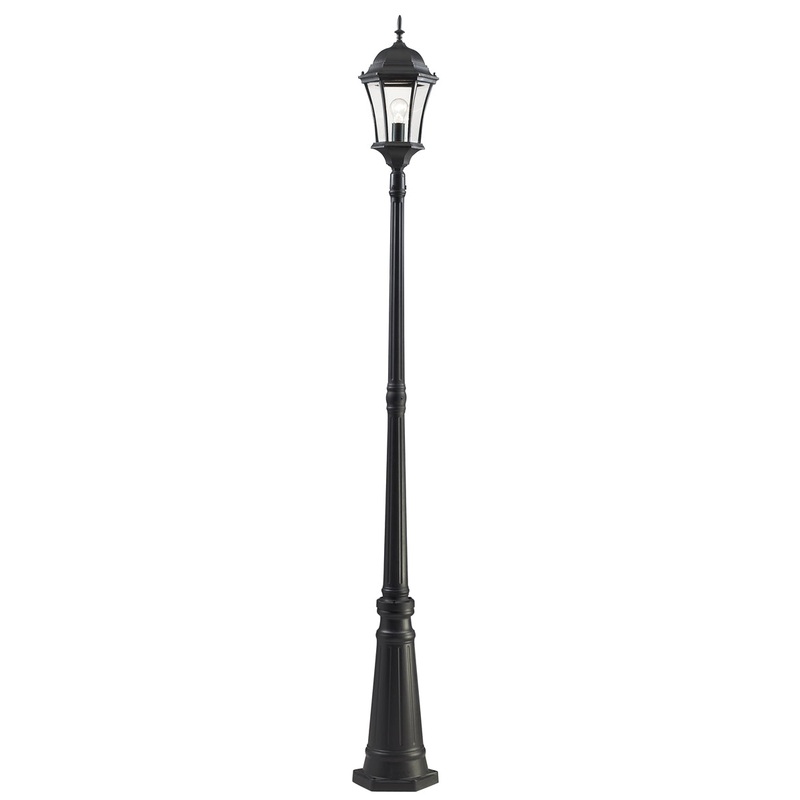 Wakefield 1-Light Outdoor Post-Light in Black with Clear Beveled Glass