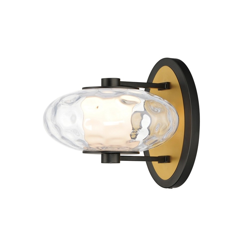 Amulet LED Wall Sconce in Black & Natural Aged Brass