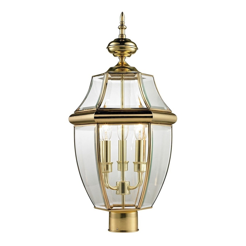 Ashford 3-Light Post Mount in Antique Brass