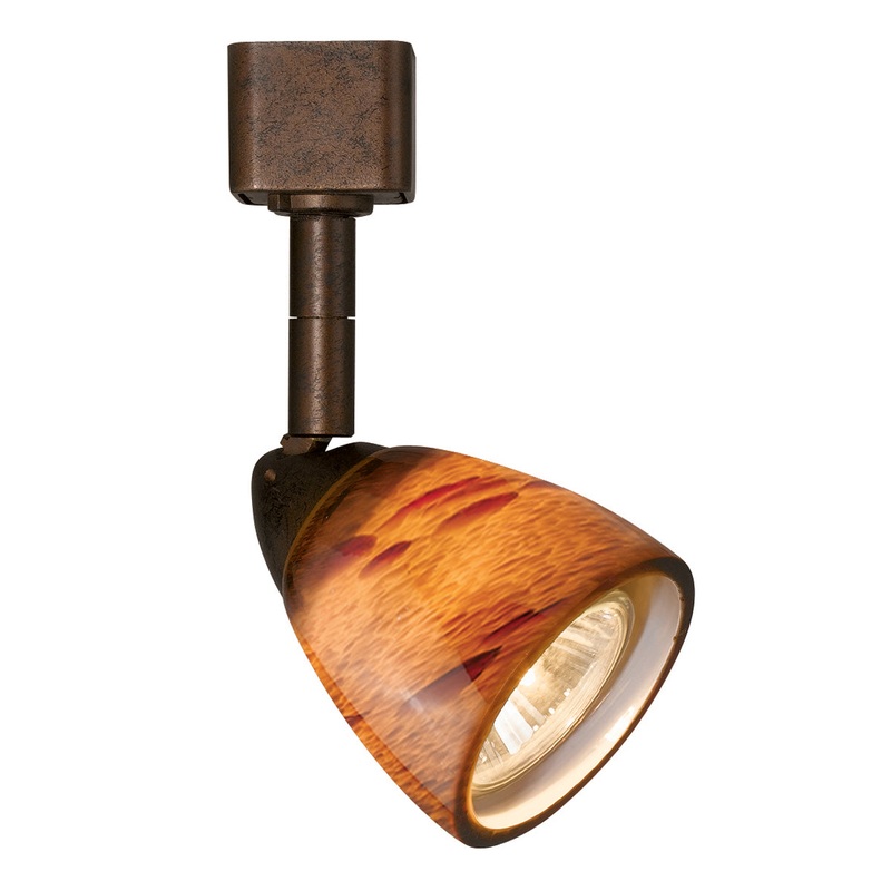 2 62" Tall Serpentine Track Head Without Shade in Rust with Rust Glass