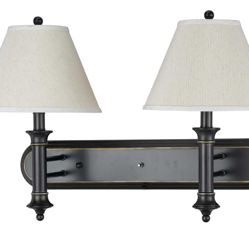 2-Light Wall Lamp in Dark Bronze with Antique Glass