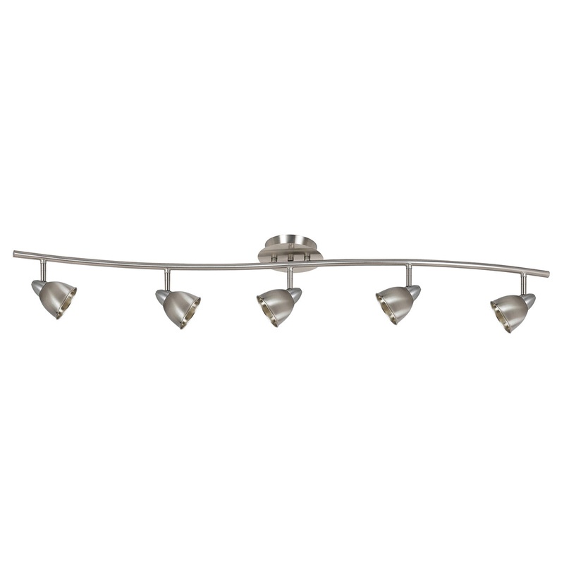 5-Light Pendant in Brushed Steel with Cone Brushed Steel Glass