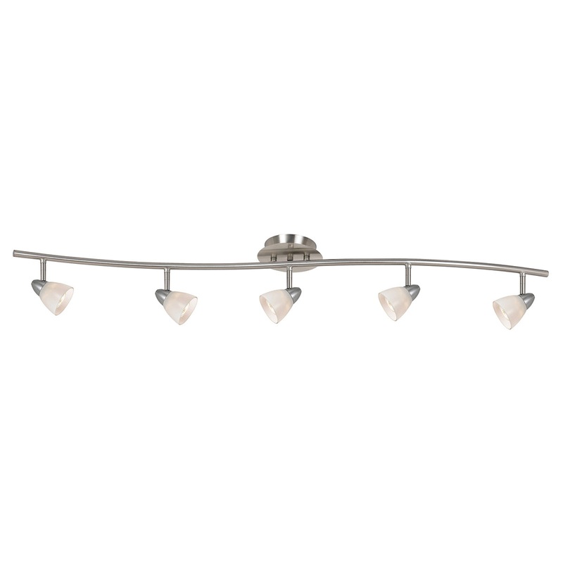 5-Light Pendant in Brushed Steel with White Glass